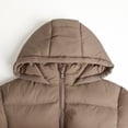 thumbnail image 3 of HILEELANG Girls Cropped Puffer Jacket, Hooded Short Winter Coat for Kids and Teens, Beige, 11-12Y, 3 of 8