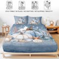 thumbnail image 5 of King Size Fitted Sheet Set - Coastal Fall 3 Piece Bedding Sets 16" Deep Pocket Fitted Sheet with 2 Pillowcases, Thanksgiving Blue Pumpkins Coral Nautical Brushed Microfiber Hotel Luxury Bed Sheets, 5 of 9