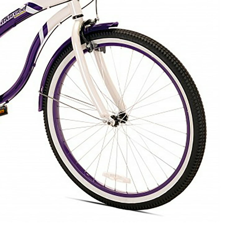 Kent Bicycles Oakwood Womens 26 In. Wall Tire Beach Cruiser Bike with 7 Speed Gear Shift White