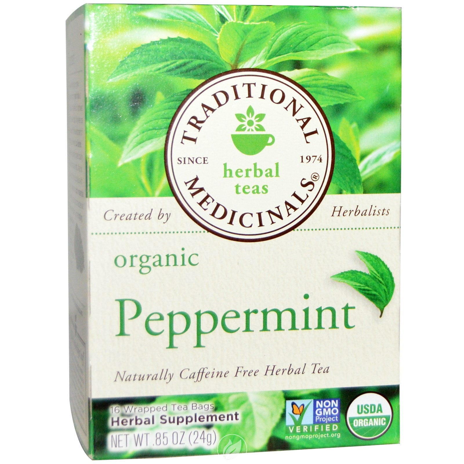Organic Peppermint Tea 16 Bags by Traditional Medicinals Teas, Pack of