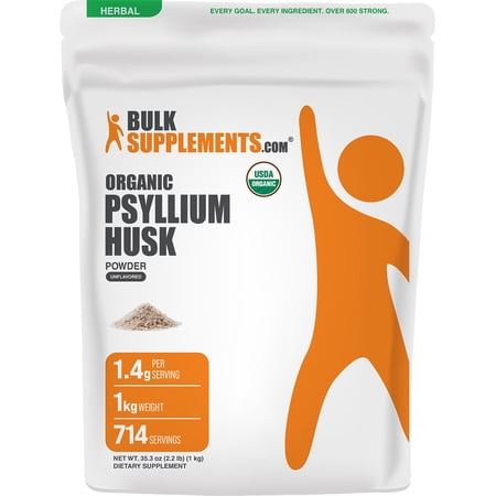 BulkSupplements Organic Psyllium Husk Powder - 1 Kilogram (2.2 lbs)
