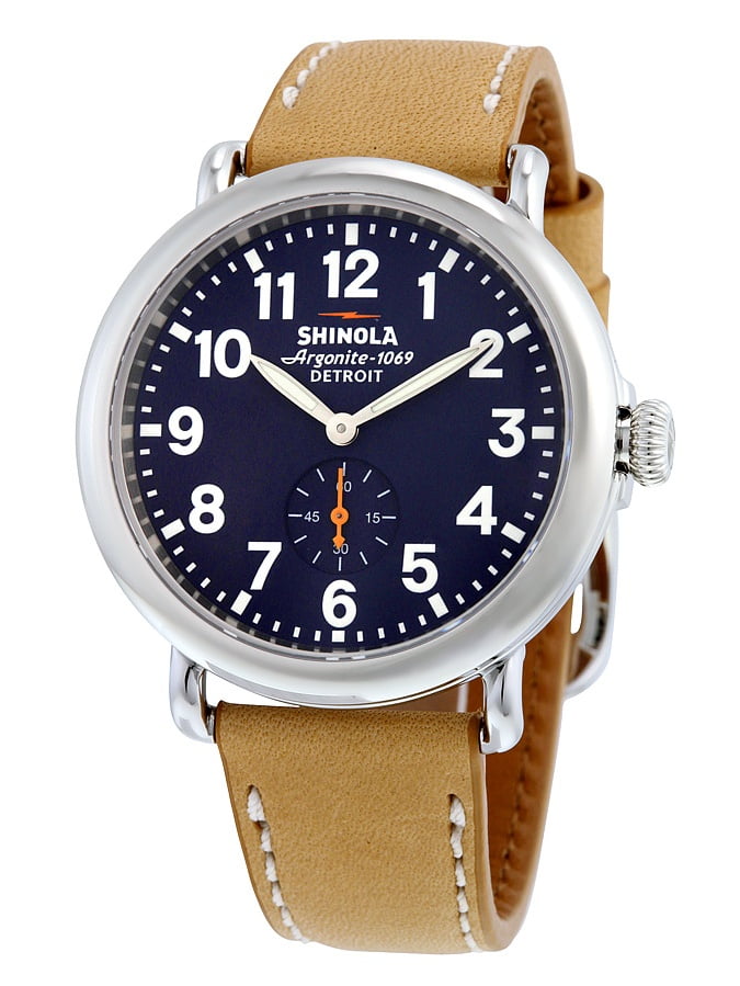 Shinola Runwell Blue Dial Tan Leather Mens Watch 11000144