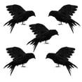 thumbnail image 3 of 5 Pack Realistic Black Feathered Crow Halloween Prop, Hanging Flying Raven Decor for Yard Garden Indoor Outdoor, 3 of 3