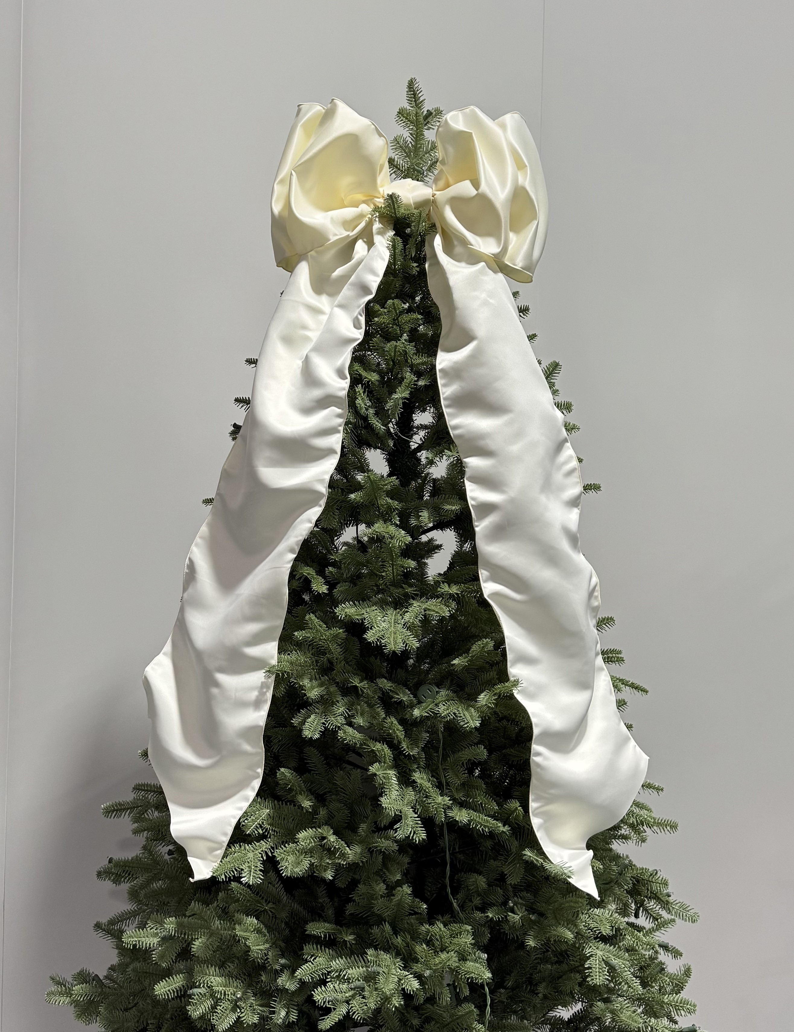Ivory Jumbo Satin Christmas Tree Topper Bow, 22"x56", by My Texas House