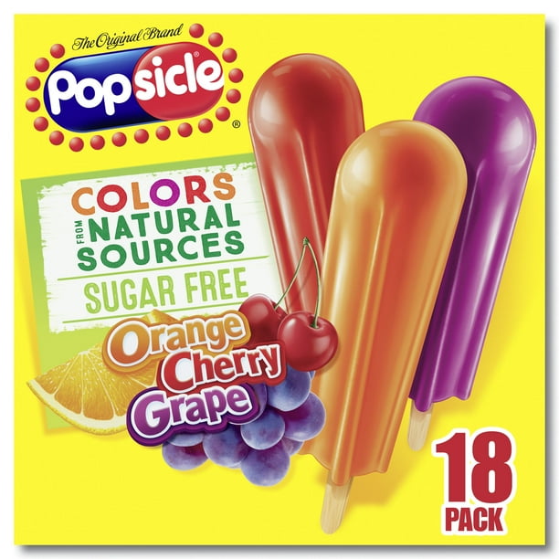 Popsicle Sugar Free Ice Pops Orange Cherry Grape 297 Oz 18 Count - Walmartcom