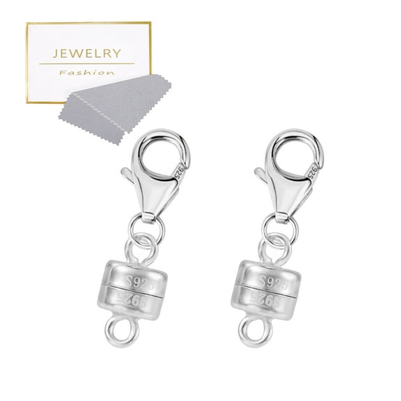 Alexcraft 925 Sterling Silver Magnetic Necklace Clasps and Closures, 2Pcs Gold and Silver Magnetic Clasp Converter for Jewelry Making Supplies, Chain Extender Connector for Necklace Bracelet