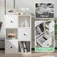thumbnail image 5 of Floor Standing Bookcase Cabinet, 3-Tier Storage Organizer with 3 Cubes & 3 Drawers, Modern Bookshelf with Anti-toppling Device, for Office, Living Room, Study Room, White, 5 of 8