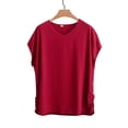 thumbnail image 5 of QSXADF Womens Pajama Tops Sleep Shirts For Women Solid Cotton Ruched V Neck Short Sleeve Loose Tee Women Summer Home Sleepwear Ladies Loungewear, 5 of 5