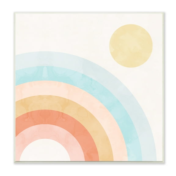 Stupell Industries Retro Rising Sun Rainbow Primary Tone Arches Nature Painting Unframed Art Print Wall Art, 12 x 12