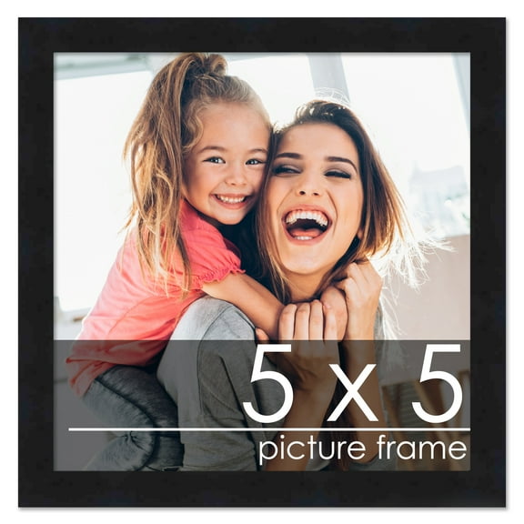 5x5 Frame Black Wood Picture Square Frame - Picture Frame Includes UV Acrylic, Foam Board Backing, & Hanging Hardware!