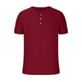 thumbnail image 3 of IYTR Mens T Shirt Short Sleeve T Shirts Breathable Textured Sport Shirts Solid Color Fashion Comfy 3-button Crewneck Casual Summer Wine XL, 3 of 4