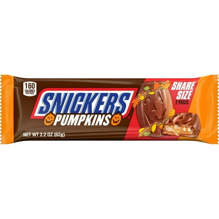 Snickers Pumpkins Chocolate Halloween Candy Bars, Share Size - 2.2 oz pack of 1