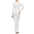 thumbnail image 4 of Qiylii Women's Sexy Bodycon Long Sleeve Dress Solid Color Low Cut Square Neck Maxi Dress Casual Basic Elegant Evening Dress, 4 of 5