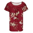 thumbnail image 4 of IROINNID Women's Casual Tops Lace Fashion Printed T-shirt Short Sleeves Blouse Round-Neck Casual Tops, 4 of 6