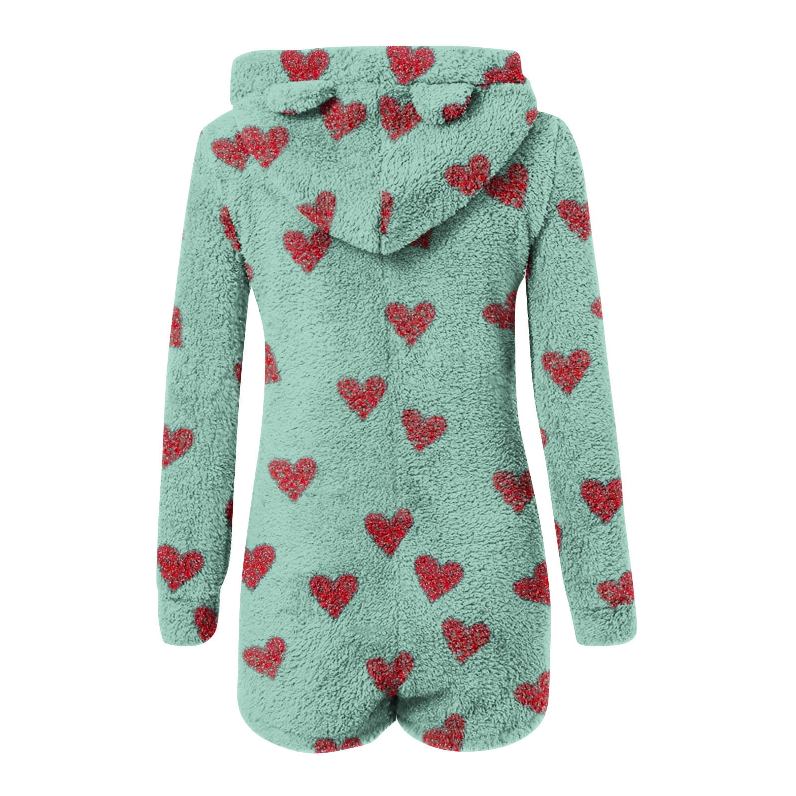 Aobny Valentine's Christmas Jammies Women Fleece Pajama Long Sleeve Green Onesies Family Christmas Pajamas Matching Sets,M
