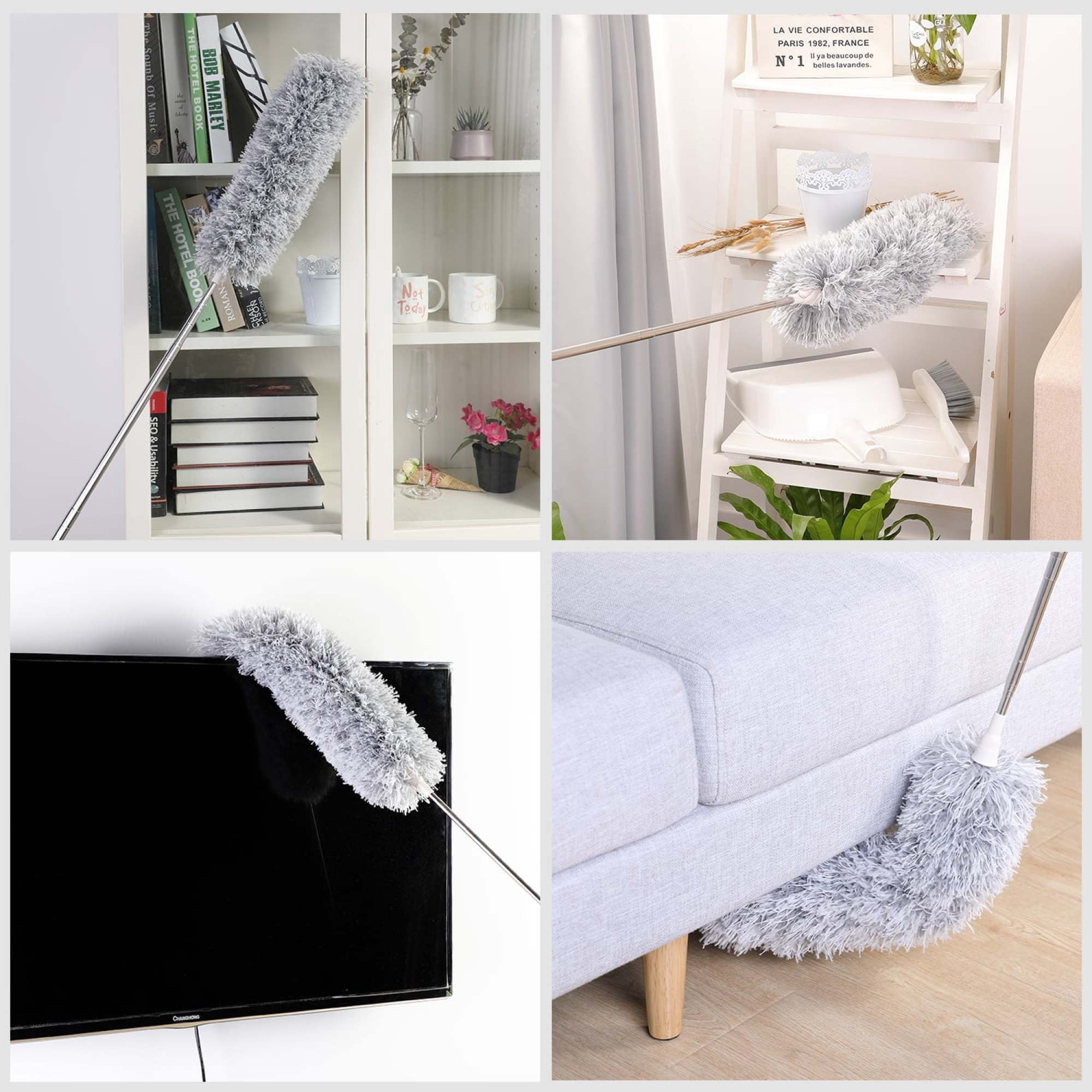 Dusters for Cleaning Duster with Extension Pole Bendable Head Long 31"-97" Handle for Cleaning Ceiling Fan, High Ceiling, Blinds, Furniture