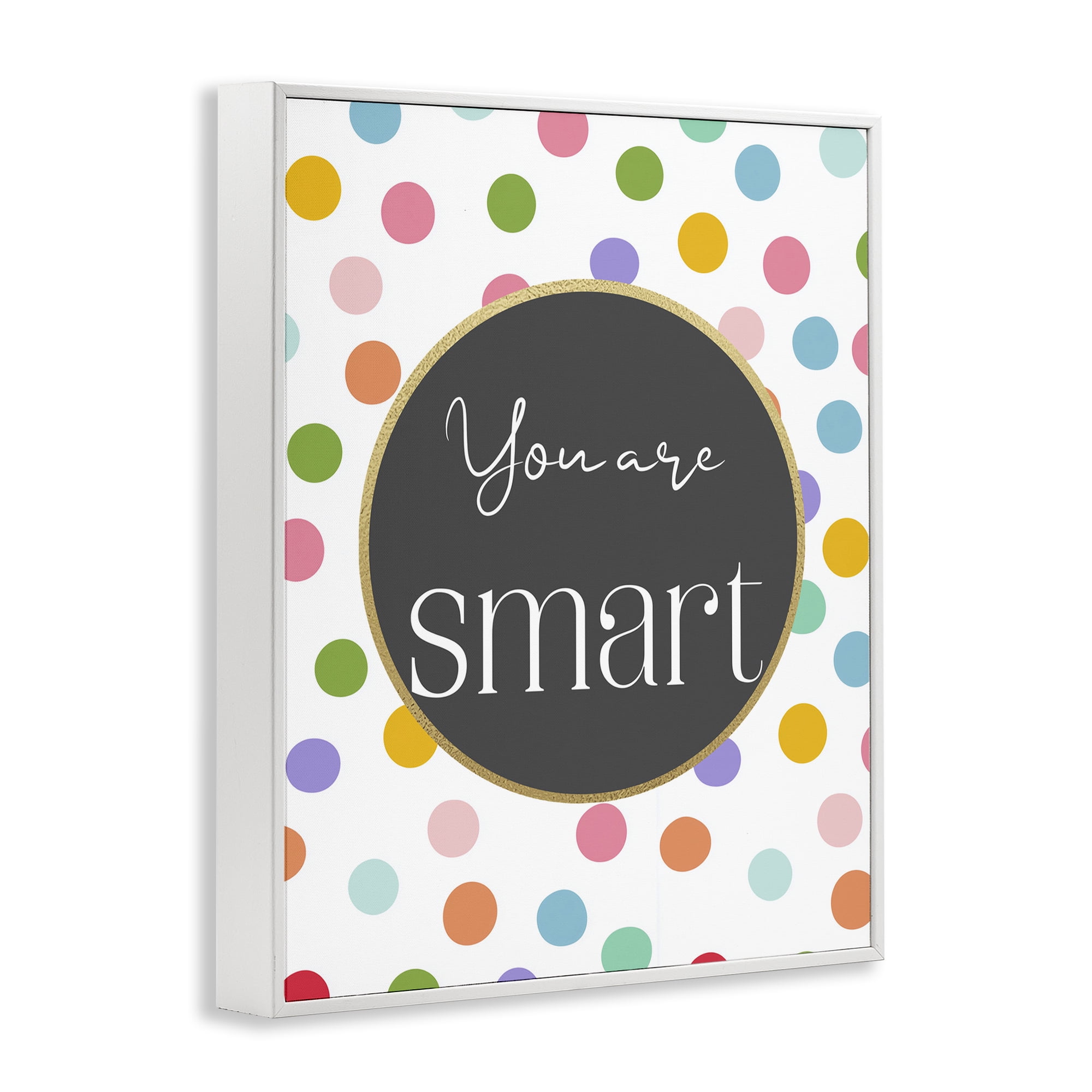 Stupell Industries You Are Smart Polka Dots White Framed Giclee Art, design by Christine Simpson Art