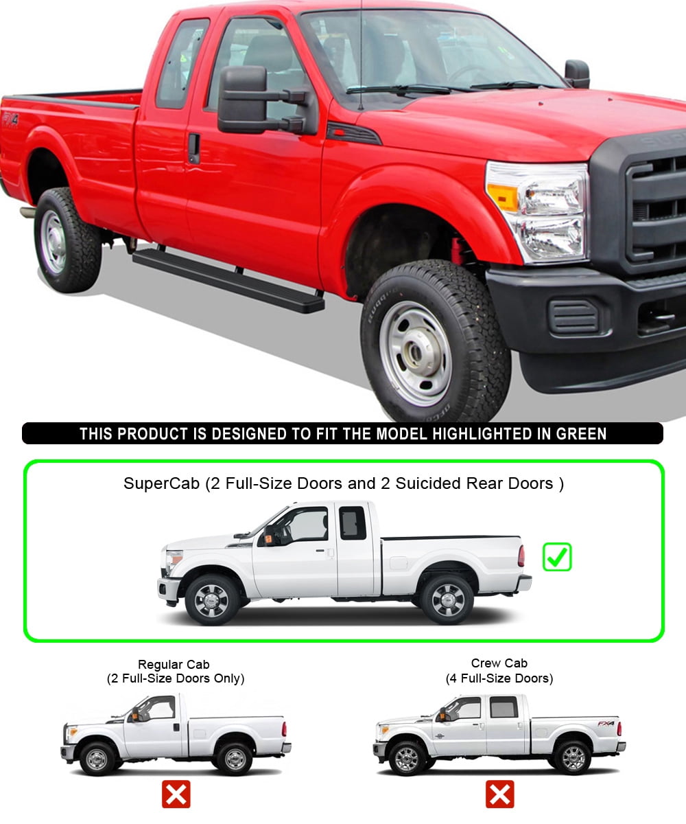 APS Running Boards 5-inch Black Compatible with Ford F250 F350 Super Duty 1999-2016 Super Cab Stainless Steel (Nerf Bars Side Steps Side Bars)