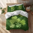 thumbnail image 2 of Happy St. Patrick's Day Queen Size Comforter Set, Watercolor Floral Dots Plaid Shamrocks Green Bedding for All Seasons, 4 Pcs Bed Set, 1Quiltcover (90"x92") ,1Sheet(94"x116"), 2Pillowcases (30"x20"), 2 of 12
