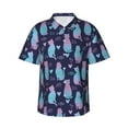 thumbnail image 1 of Balery Silhouette Cats Camisas hawaianas de manga corta para hombre, camisas playeras de corte holgado, camisas de vacaciones con botones,3X-Large, 1 of 7