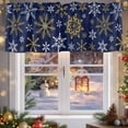 thumbnail image 5 of Valance Curtains for Kitchen Windows Merry Chrismas Golden SnowflakesRod Pocket Valance Winter Snow Blue BackShort Window Curtain Topper for Bedroom Living Room Bathroom 54x18in, 5 of 7