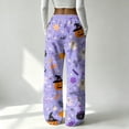 thumbnail image 6 of Fabrcox Halloween Pajamas Pants for Women Fleece Ghost Pumpkin Spider Web Sleep Pants for Women Soft Fall Winter Warm Wide Leg Lounge Pants Women, 6 of 6