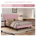 thumbnail image 5 of Einfach Full Size Platform Bed Frame with Upholstered Velvet Vertical Headboard, Pink, 5 of 7