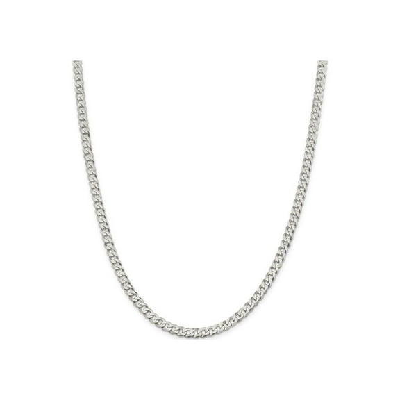 Mens Beveled Curb Chain Necklace in Sterling Silver 20 inches (4.50 mm) for Men
