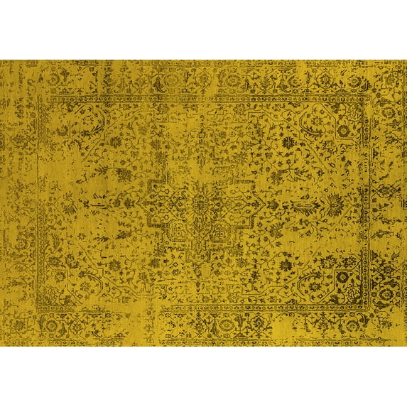 Ahgly Company Indoor Rectangle Oriental Yellow Industrial Area Rugs, 3' x 5'