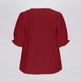 thumbnail image 4 of cocolona Summer Puff Sleeve Tops for Women Crew Neck Button Pleated Shirts Dressy Casual Loose Blouses, 4 of 6