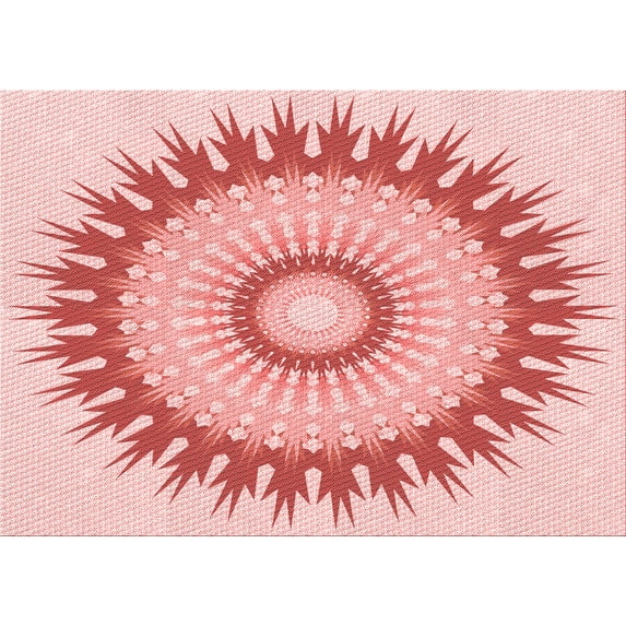 Ahgly Company Indoor Rectangle Patterned Pink Area Rugs, 8' x 12'