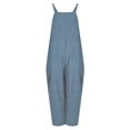 thumbnail image 6 of Idoravan Womens Rompers and Jumpsuits Long Pant Women's Fashion Summer Breathable Pockets Solid Color Outwear Loose Wide Leg Jumpsuit, 6 of 7