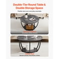 thumbnail image 4 of KFFKFF Round Coffee Table, Modern 2-Tier Wooden Center Table with Open Storage, Minimalist Design with Sturdy Metal Frame for Living Room or Office, Easy to Assemble, Grey, 4 of 9