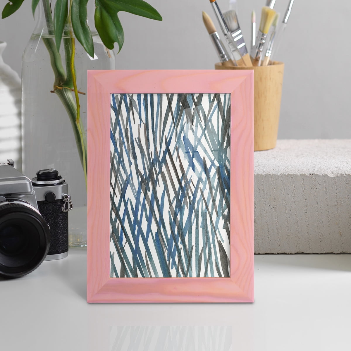 Blue Grass II - Framed Print w/glass - Sunset Pink