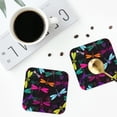 thumbnail image 5 of Kll Square Drink Coasters Set Of 4,Pu Leather Absorbent Coasters Set Decorative Coffee Cup Coasters Housewarming Gift For Home Decor-Colorful Dragonflies, 5 of 9