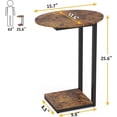 thumbnail image 2 of Small Side Table Set of 2 - C-Shaped Wood Sofa End Table with Metal Frame for Living Room, Bedroom, Small Spaces (Rustic Brown), 2 of 13