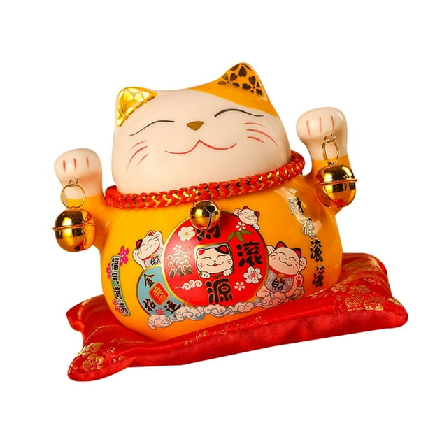 Gato de la suerte de cerámica, banco de monedas del gato de la suerte, decoración del gato de la fortuna, decoración del gato de la suerte, hecha a mano por expertos