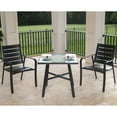 thumbnail image 4 of Hanover Cortino 3-Piece Commercial-Grade Bistro Set with 2 Aluminum Slat-Back Dining Chairs and a 30" Tempered-Glass Table, 4 of 9