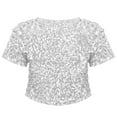 thumbnail image 4 of iixpin Womens Shining Sequined Cropped Length Open Front Bolero Shrug Sequin Cardigan Jacket Silver One Size, 4 of 7