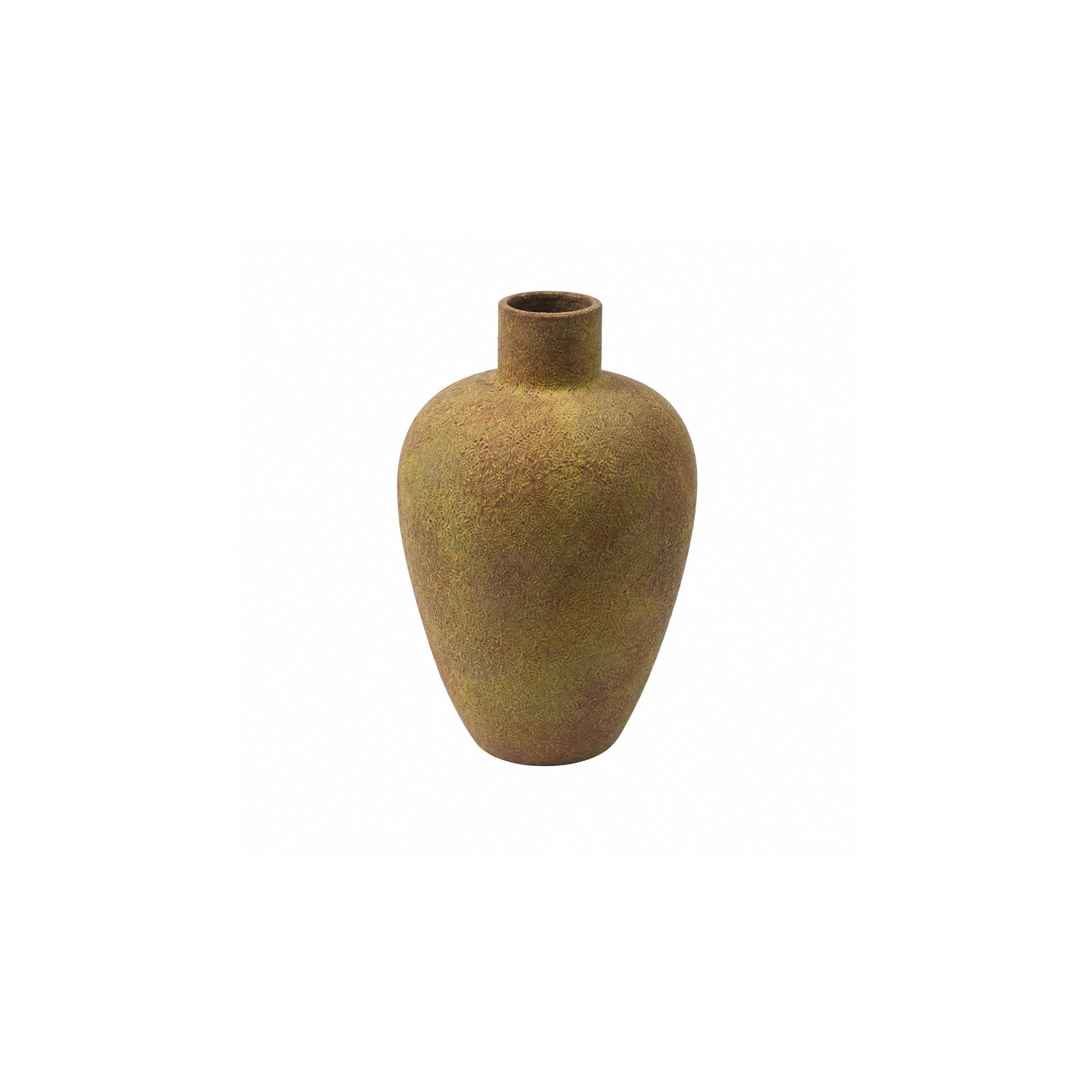 DecMode 13" Wide Textured Red Ceramic Vase with Yellow Shadings