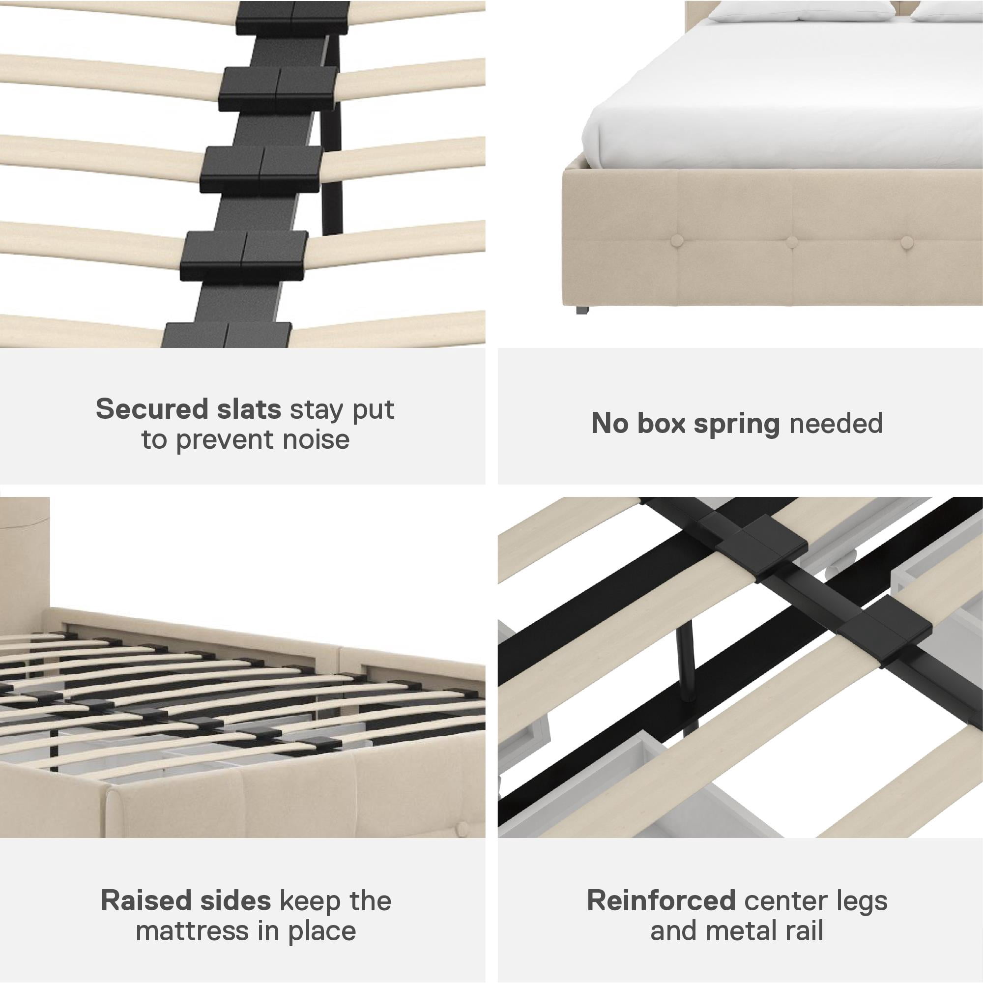 DHP Rose Tufted Upholstered Storage Bed Frame, Full, Ivory Velvet