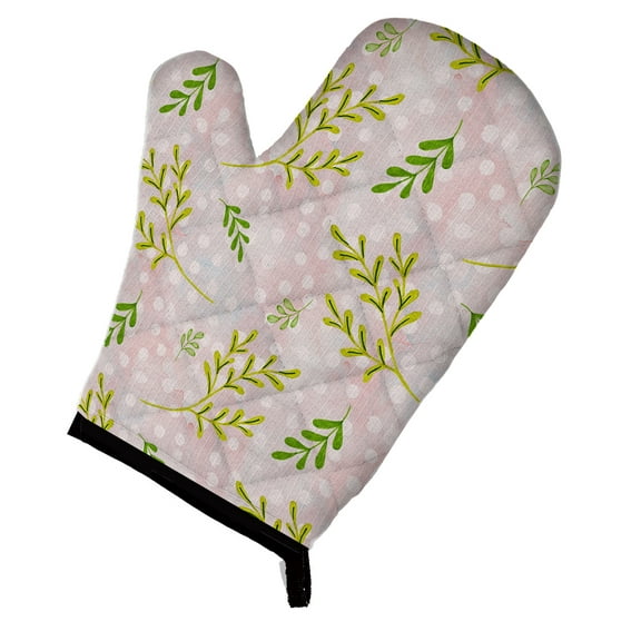 Watercolor Leaves Pink Oven Mitt