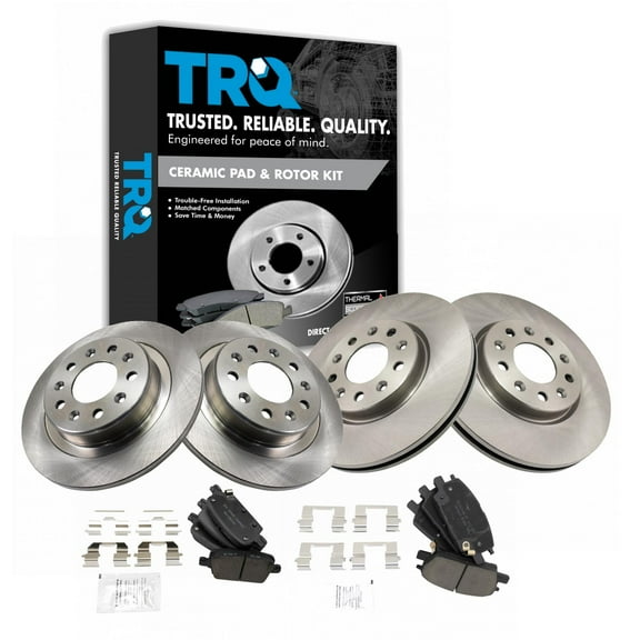 TRQ Front and Rear Brake Pad & Rotor Kit Brake Pads Brake Rotor Ceramic Fits Select 2016-2019 Chevrolet Malibu