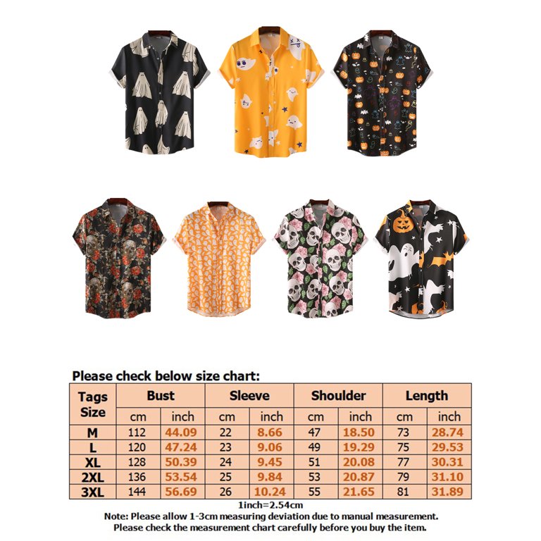 Capreze Men Short Sleeve T Shirt Regular Fit Pumpkin Printed Tops Beach  Blouse Turn Down Collar T-shirt 