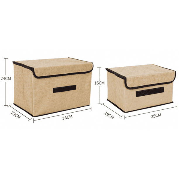 Hesignd 2-Piece Set Large Storage Boxes With Lids And Handles, Collapsible Linen Storage Bins Organizer Containers Baskets Cube With Removable Divider