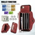 thumbnail image 2 of ELEHOLD Crossbody Wallet Case for  iPhone 8 / 7 / SE 2022 2020 4.7" with RFID Card Slots Zipper Pocket Kickstand Function Shockproof Purse Case with Detachable Shoulder Strap,Red, 2 of 8