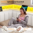 thumbnail image 4 of Corner Bed Frame Queen Size with 6 Storage Drawers, Charging Station & RGB Led Lights, Metal Daybed with Upholstered Guardrail and Storage Shelves, Queen Platform Bed Frame for Teens/Adult, White, 4 of 6