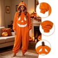 thumbnail image 4 of HNMKIU Pumpkin Hooded Onesie Pajamas, Loose Fit Halloween Homewear Soft Plush Unisex Cosplay For Night Party Orange,M, 4 of 9