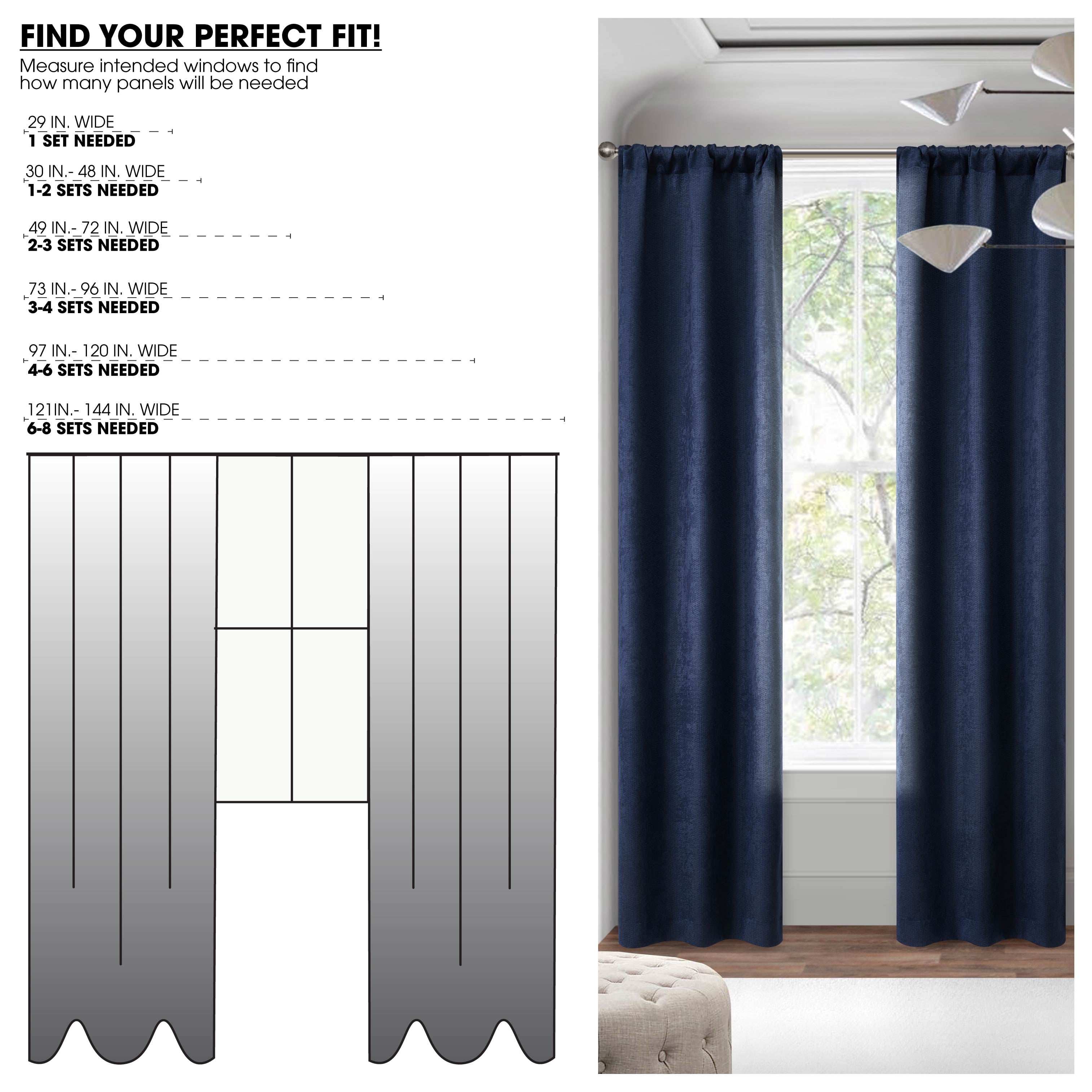 (4 pack) Mainstays 4 of a Kind Blackout Curtain Panels, Set of 4, Blue Cove, 28" W x 63" L