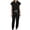 Black, variant on Plus Size Women's V-Neck Scrub Top with Multi-Pockets, Stretch Mock Wrap Nurse Tunics, Oversize Medical Uniform Workwear